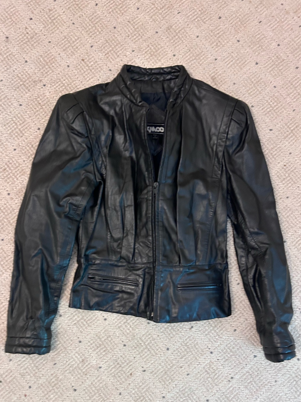 Women's Black Faux Leather Zip-Front Jacket